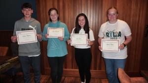 RYLA Students 2022 : (l to r) Andrew Hughson, Chloe Macintosh, Grace Jones, Rebecca Wilson